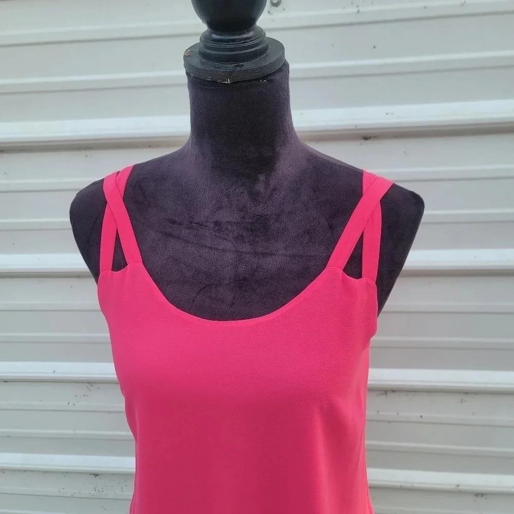 Style LOFT Tank Top Hot Pink Slit Open Back Flowy Women's sz S - Picture 6 of 9